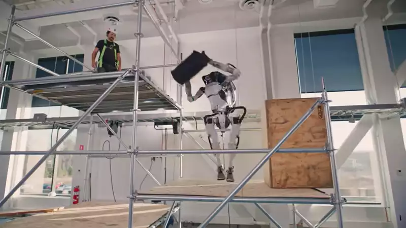 Watch in awe as Boston Dynamic's atlas robot grabs, jumps, throws and flips like a human